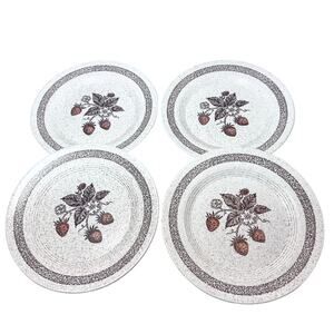 4 Vintage Homer Laughlin Strawberry Dinner 10" Plates Set Oatmeal